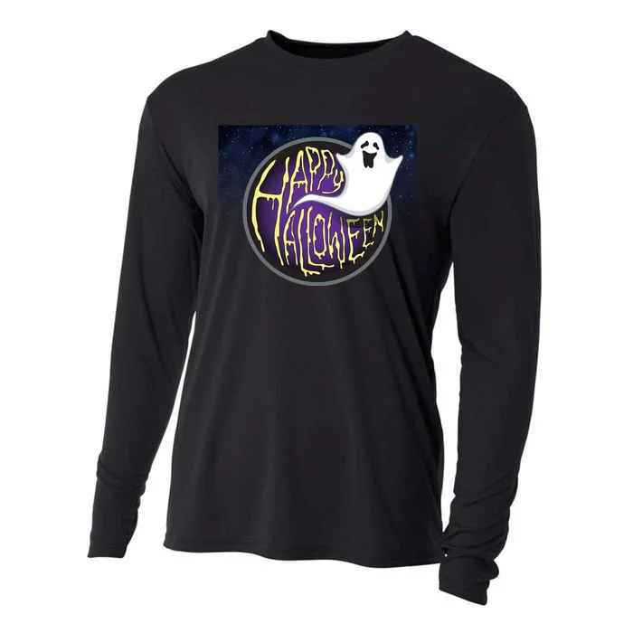 Happy Halloween Ghost Galaxy Cooling Performance Long Sleeve Crew