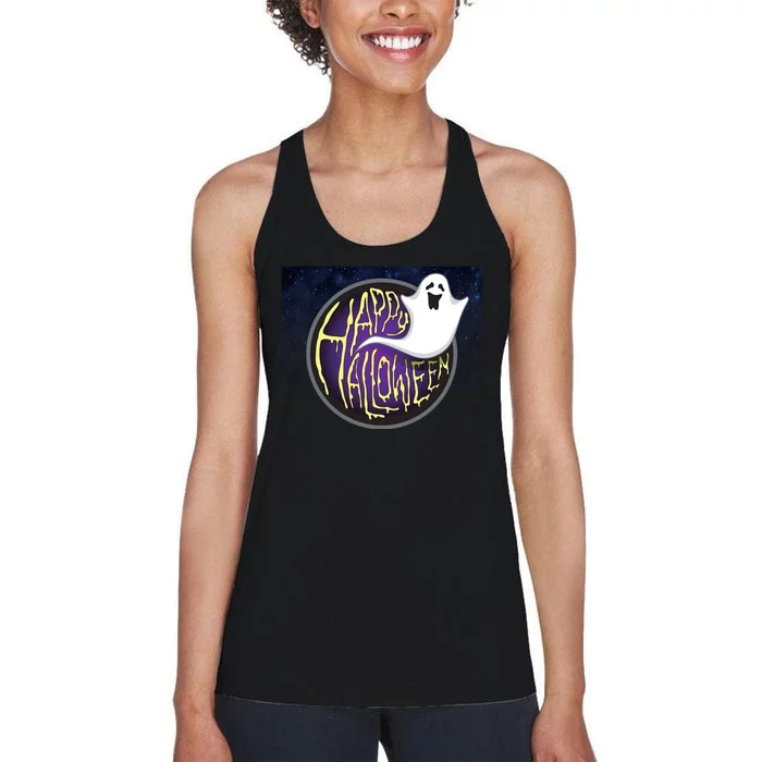 Happy Halloween Ghost Galaxy Women's Racerback Tank