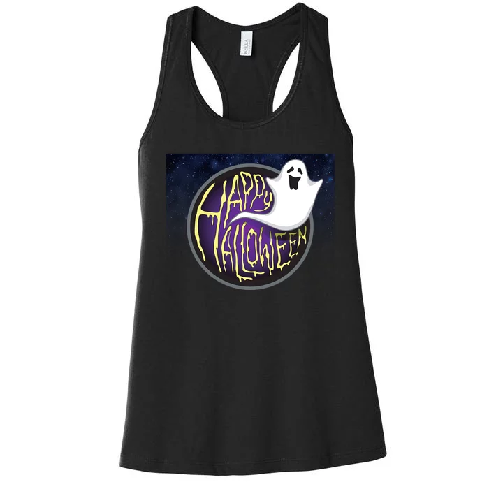 Happy Halloween Ghost Galaxy Women's Racerback Tank