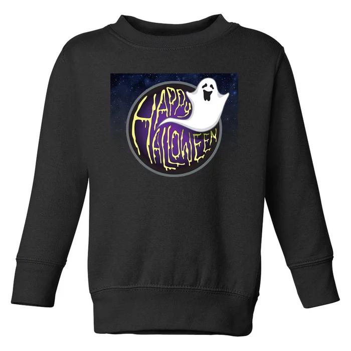 Happy Halloween Ghost Galaxy Toddler Sweatshirt