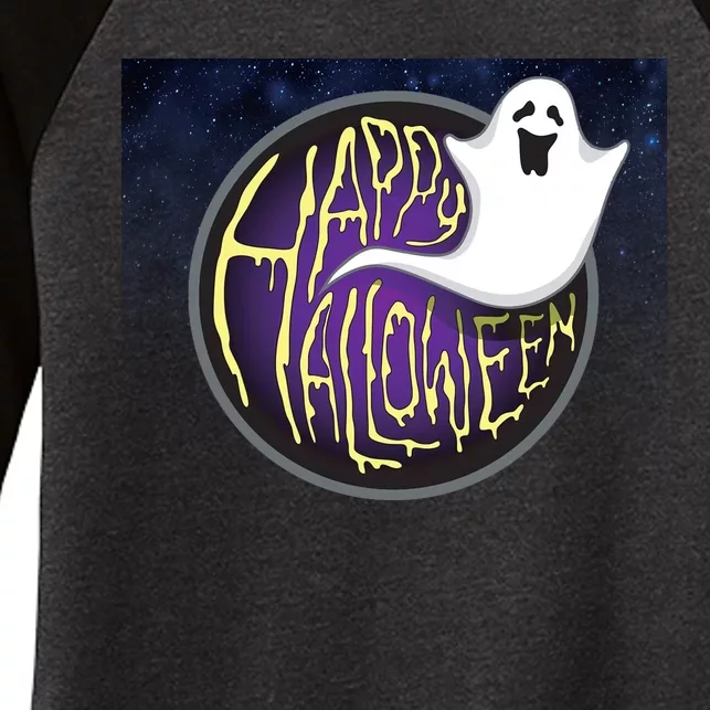 Happy Halloween Ghost Galaxy Women's Tri-Blend 3/4-Sleeve Raglan Shirt