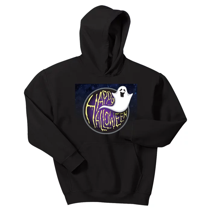 Happy Halloween Ghost Galaxy Kids Hoodie