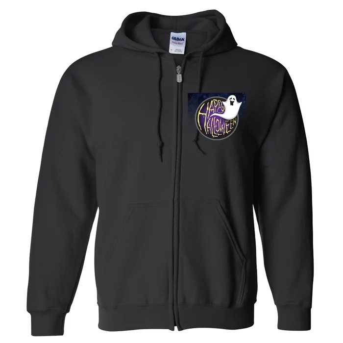 Happy Halloween Ghost Galaxy Full Zip Hoodie