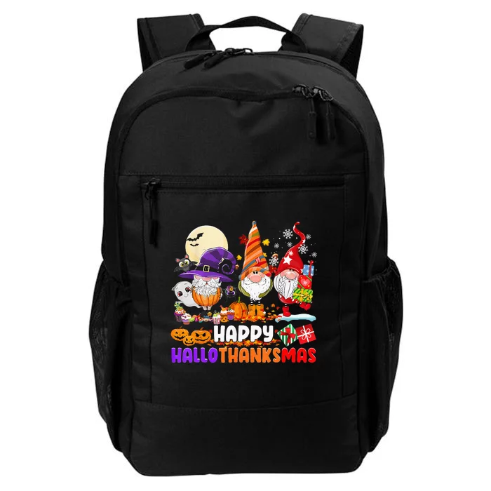 Happy Hallothanksmas Gnomes Halloween Thanksgiving Christmas Daily Commute Backpack