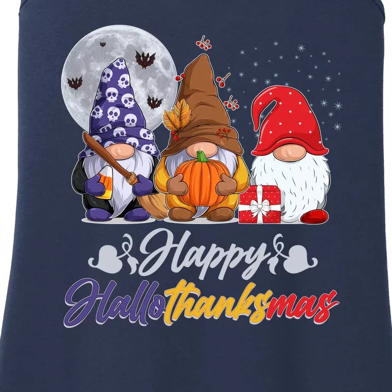 Happy Hallothanksmas Gnomes Ladies Essential Tank