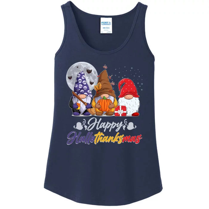 Happy Hallothanksmas Gnomes Ladies Essential Tank