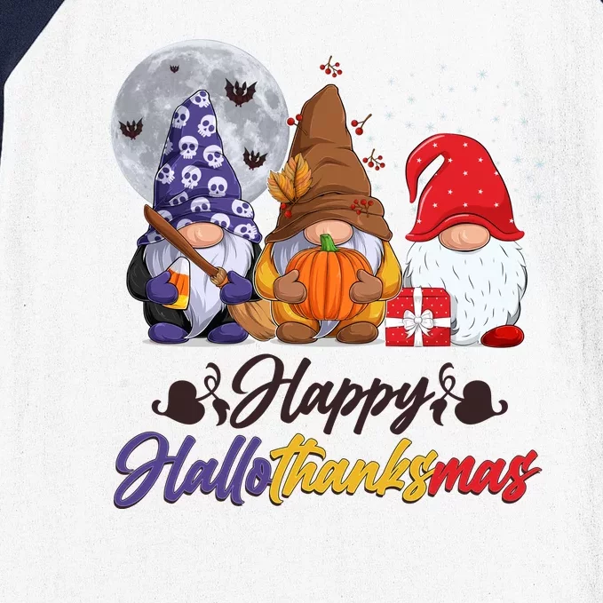 Happy Hallothanksmas Gnomes Baseball Sleeve Shirt