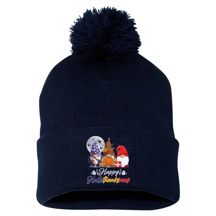 Happy Hallothanksmas Gnomes Pom Pom 12in Knit Beanie