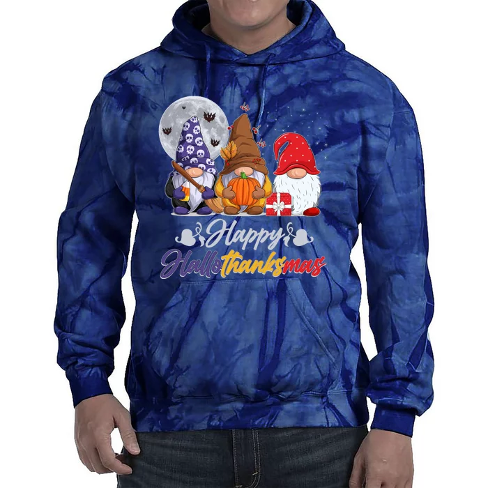 Happy Hallothanksmas Gnomes Tie Dye Hoodie