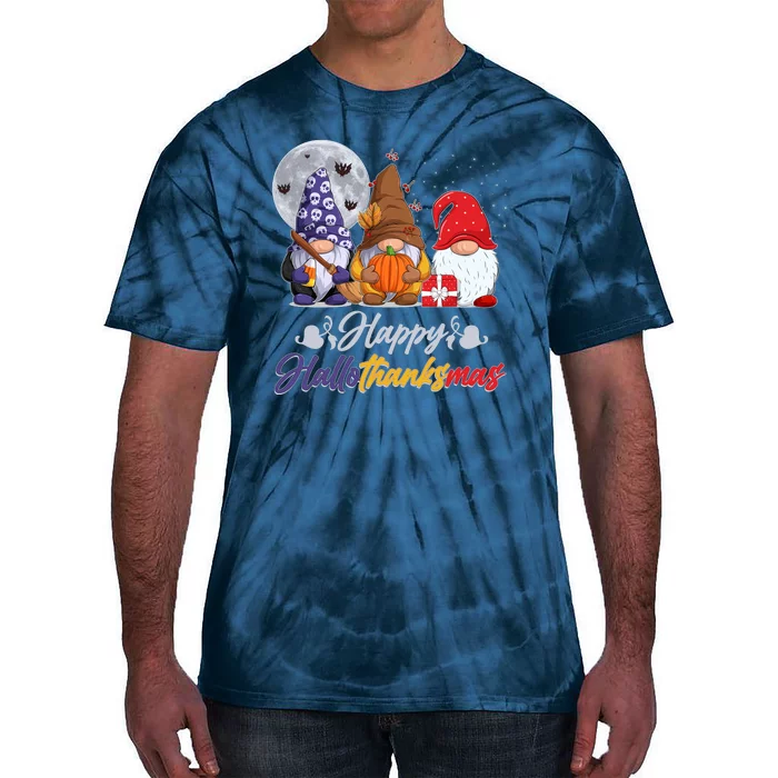 Happy Hallothanksmas Gnomes Tie-Dye T-Shirt