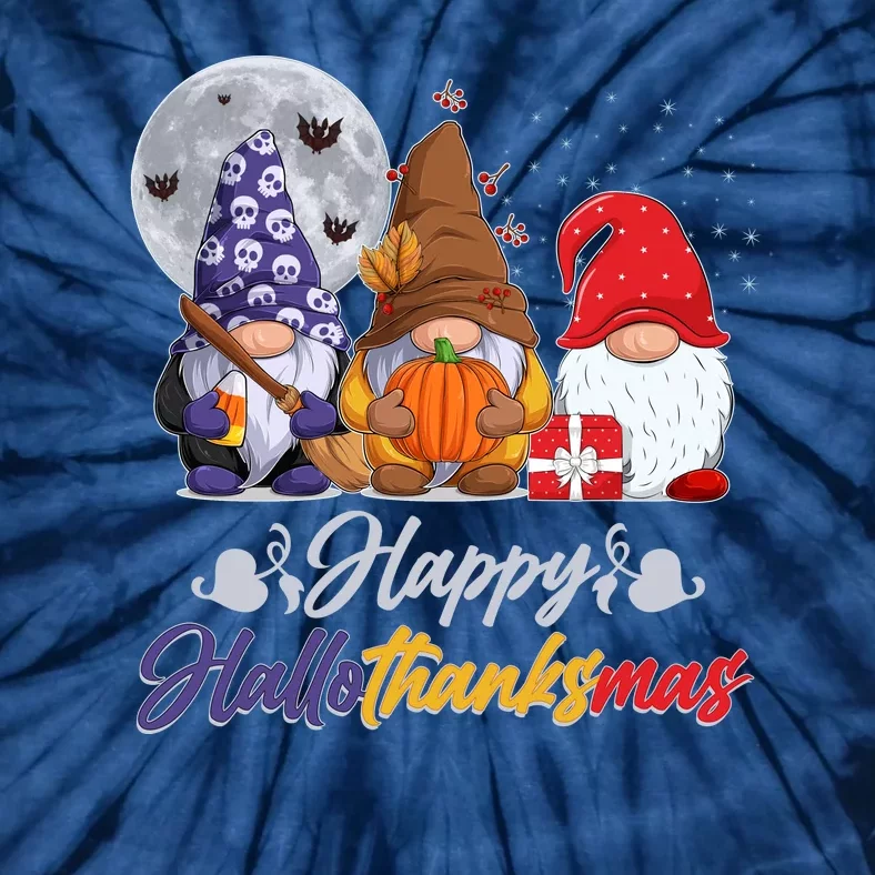 Happy Hallothanksmas Gnomes Tie-Dye T-Shirt