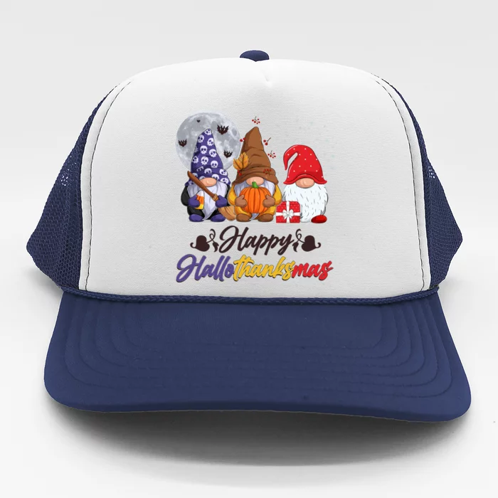 Happy Hallothanksmas Gnomes Trucker Hat