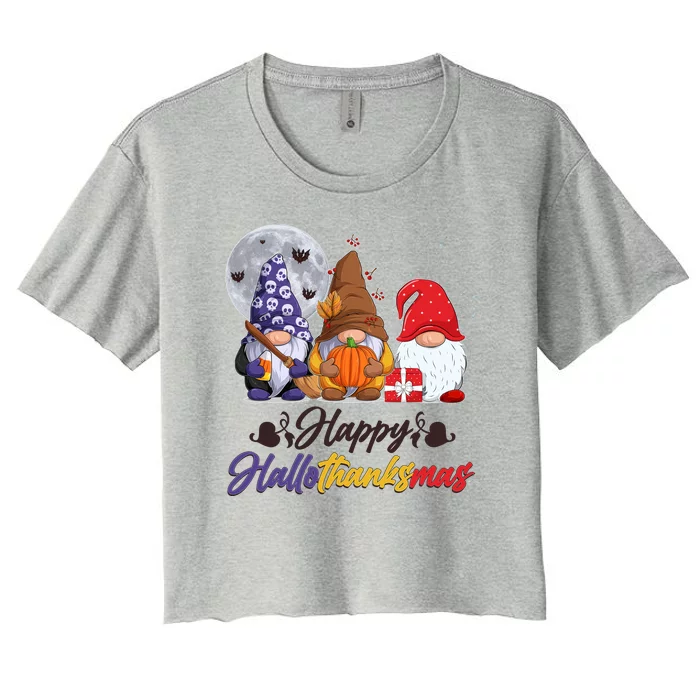 Happy Hallothanksmas Gnomes Women's Crop Top Tee