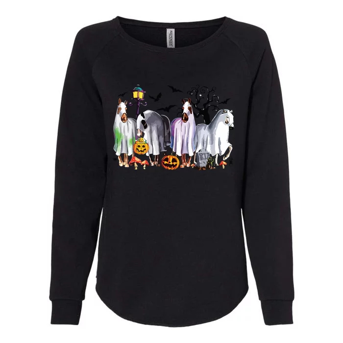 Halloween Horse Ghost Boo Pumpkin Costume Spooky Season Womens California Wash Sweatshirt