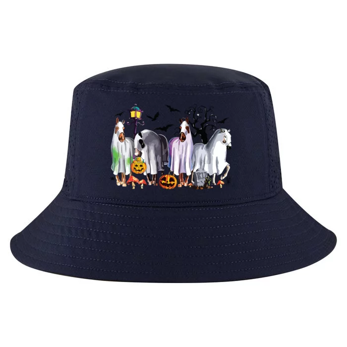 Halloween Horse Ghost Boo Pumpkin Costume Spooky Season Cool Comfort Performance Bucket Hat