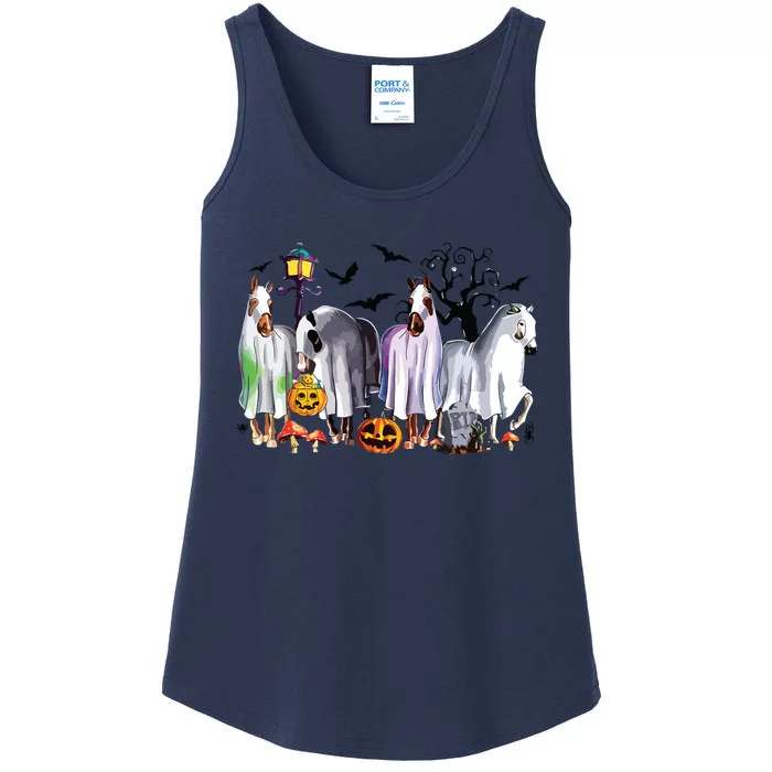 Halloween Horse Ghost Boo Pumpkin Costume Spooky Season Ladies Essential Tank