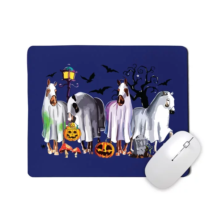 Halloween Horse Ghost Boo Pumpkin Costume Spooky Season Mousepad