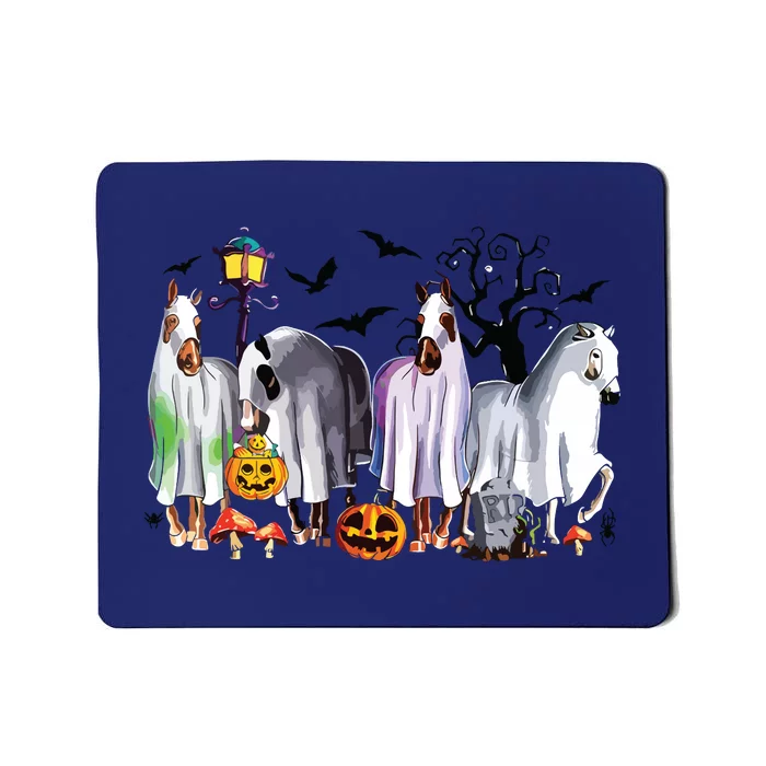 Halloween Horse Ghost Boo Pumpkin Costume Spooky Season Mousepad