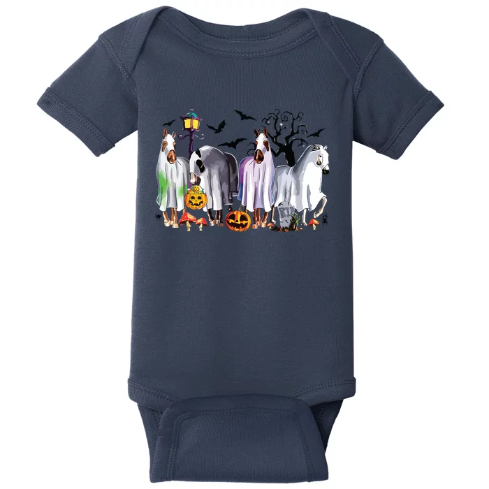 Halloween Horse Ghost Boo Pumpkin Costume Spooky Season Baby Bodysuit