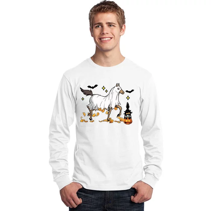 Halloween Horse Ghost Cowboy Western Tall Long Sleeve T-Shirt