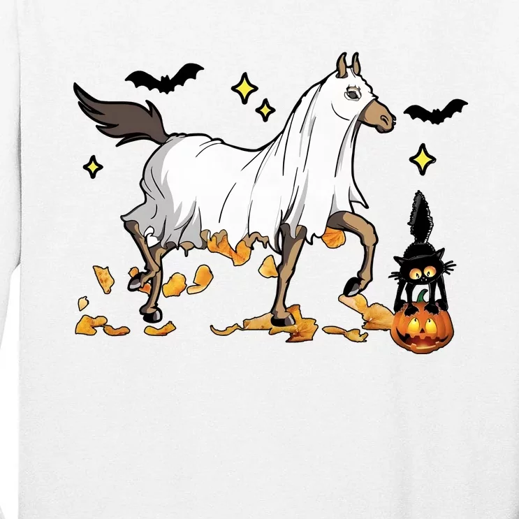 Halloween Horse Ghost Cowboy Western Tall Long Sleeve T-Shirt