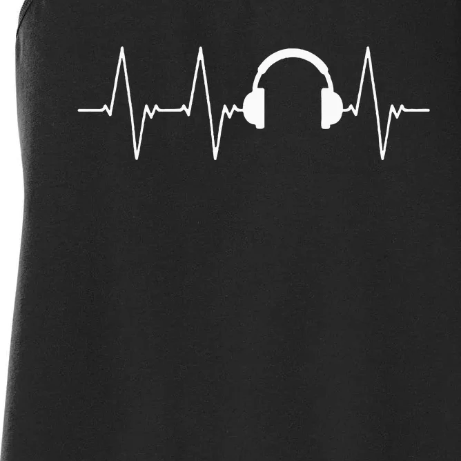 Headphones Heartbeat Gift Musical Instrument Women's Racerback Tank