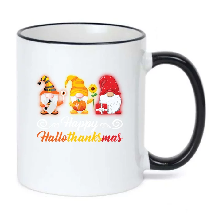 Happy Hallothanksmas Gnomes Halloween Thanksgiving Xmas Gift Black Color Changing Mug