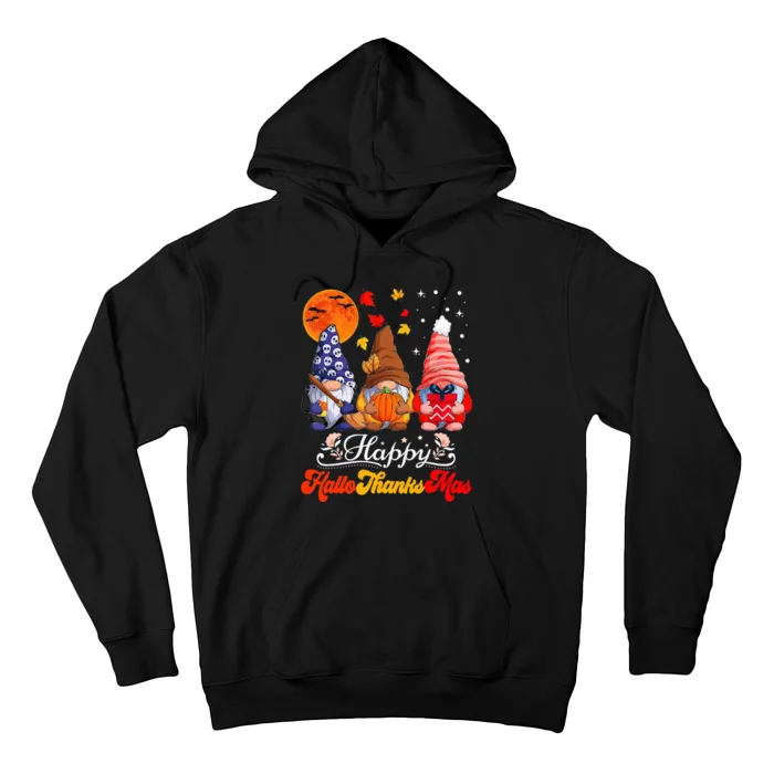 Happy Hallothanksmas Gnomes Halloween Thanksgiving Christmas Hoodie