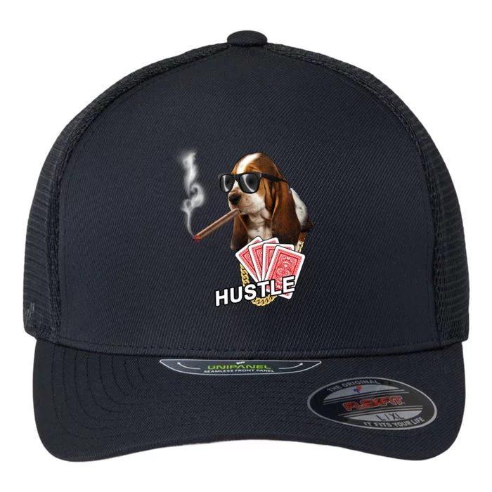 Hustle Hound Gambling Dog Tee Flexfit Unipanel Trucker Cap