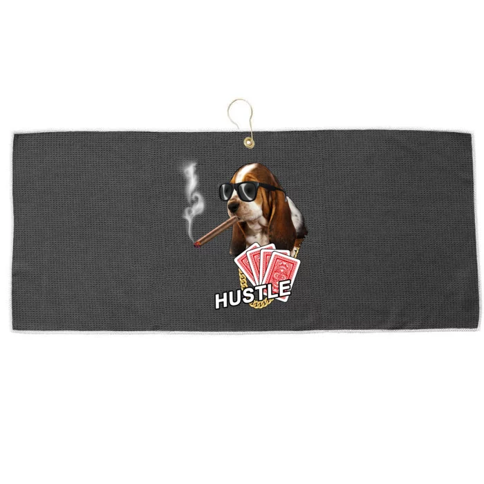 Hustle Hound Gambling Dog Tee Large Microfiber Waffle Golf Towel