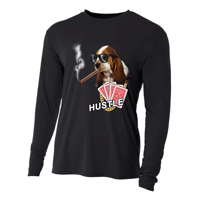 Hustle Hound Gambling Dog Tee Cooling Performance Long Sleeve Crew