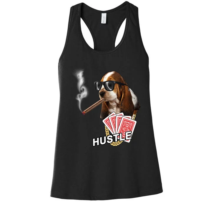 Hustle Hound Gambling Dog Tee Women's Racerback Tank