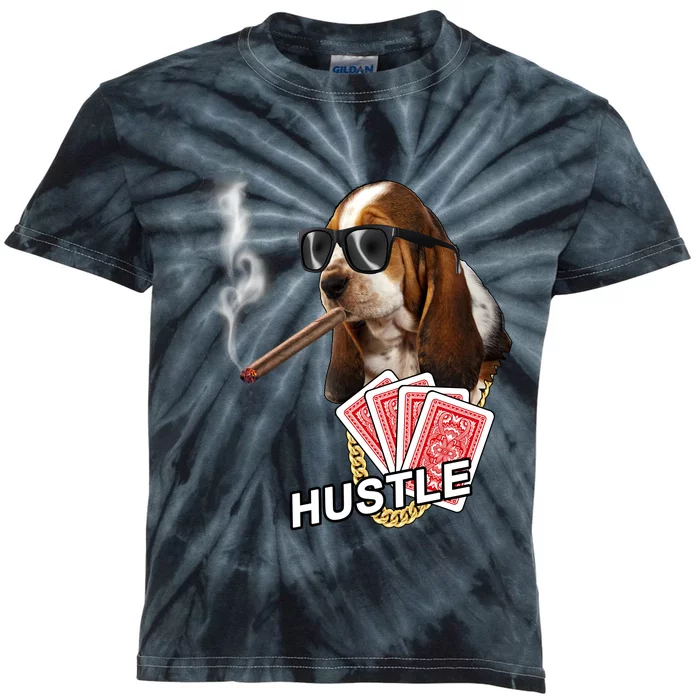 Hustle Hound Gambling Dog Tee Kids Tie-Dye T-Shirt