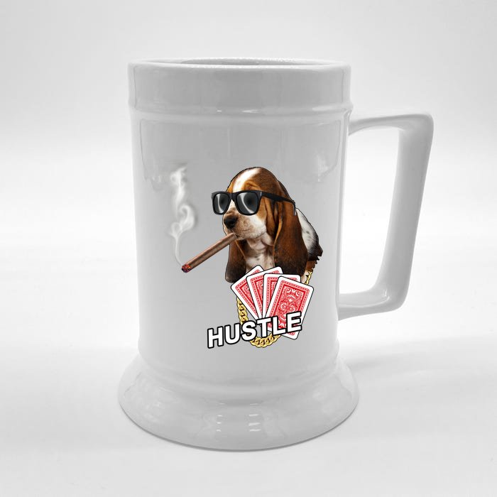 Hustle Hound Gambling Dog Tee Front & Back Beer Stein