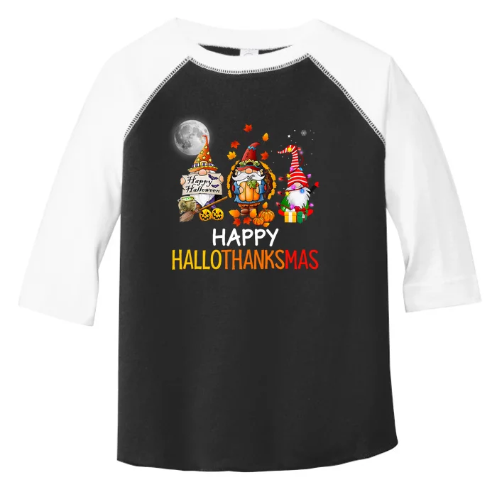 Happy Hallothanksmas Gnomes Lover Halloween Merry Christmas Toddler Fine Jersey T-Shirt