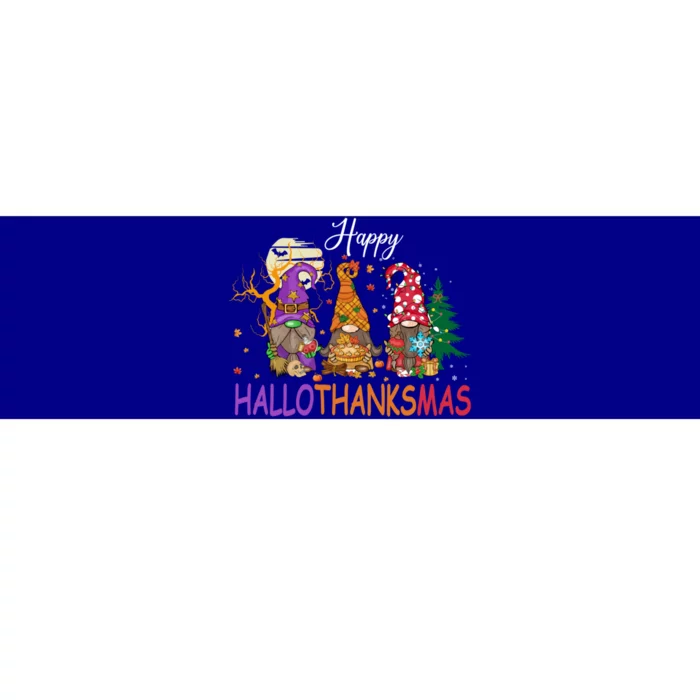 Happy Hallothanksmas Gnomies Halloween Thanksgiving Xmas Gift Bumper Sticker