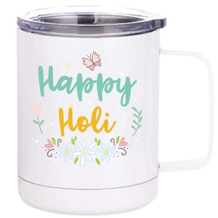 Happy Holi Gift Front & Back 12oz Stainless Steel Tumbler Cup