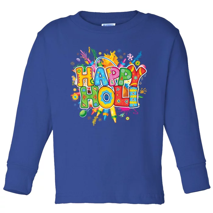 Happy Holi Gift Colors India Hindu Spring Teen Meaningful Gift Toddler Long Sleeve Shirt