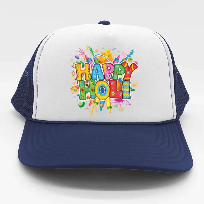 Happy Holi Gift Colors India Hindu Spring Teen Meaningful Gift Trucker Hat