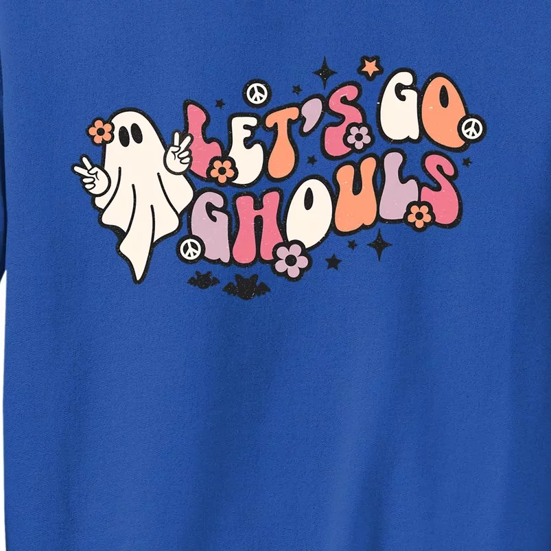 Halloween Hippie Ghosts And Flowers Lets Go Ghouls Groovy Meaningful Gift Sweatshirt