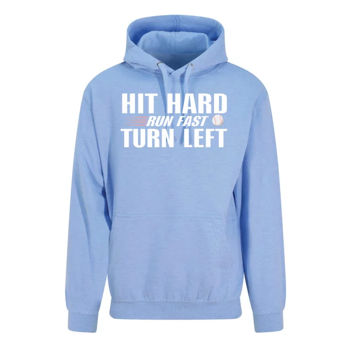 Hit Hard Gift Run Fast Gift Turn Left Gift Funny Baseball Great Gift Unisex Surf Hoodie