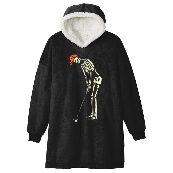 Hilarious Halloween Golfing with Skeleton Sports Golfer Hooded Wearable Blanket