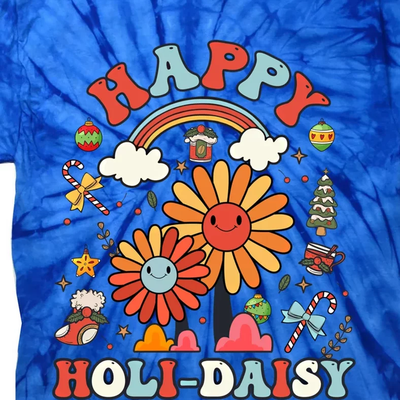 Happy Holimeaningful Giftdaisy Retro Retro Pink Christmas Daisy Retro Gift Tie-Dye T-Shirt