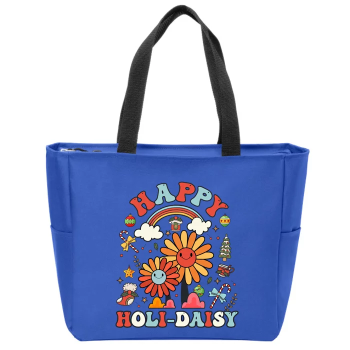 Happy Holimeaningful Giftdaisy Retro Retro Pink Christmas Daisy Retro Gift Zip Tote Bag