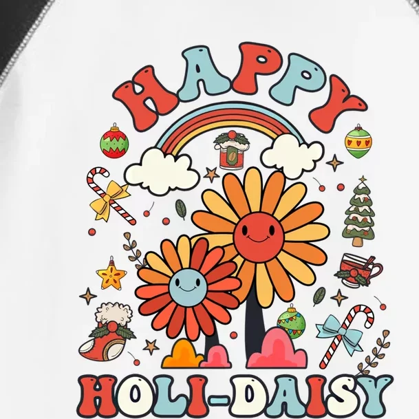 Happy Holimeaningful Giftdaisy Retro Retro Pink Christmas Daisy Retro Gift Toddler Fine Jersey T-Shirt