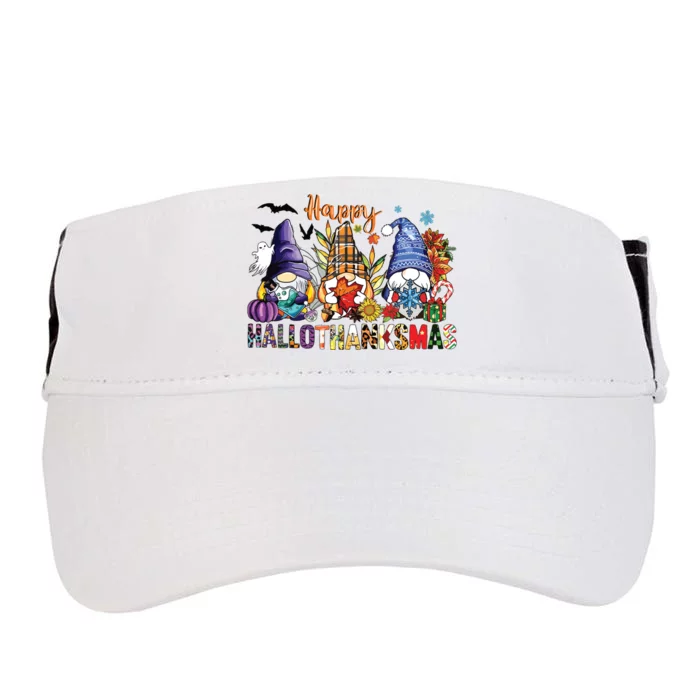 Happy Hallothanksmas Gnomes Halloween Thanksgiving Christmas Adult Drive Performance Visor