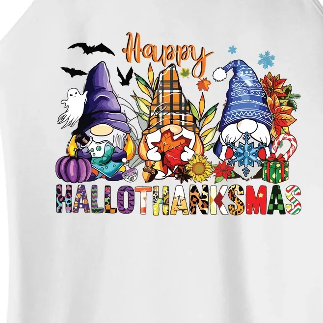 Happy Hallothanksmas Gnomes Halloween Thanksgiving Christmas Women’s Perfect Tri Rocker Tank