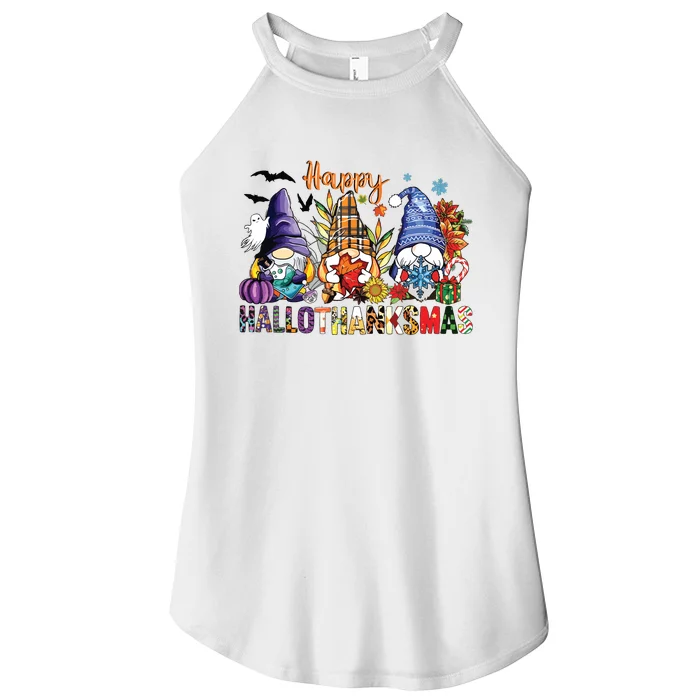 Happy Hallothanksmas Gnomes Halloween Thanksgiving Christmas Women’s Perfect Tri Rocker Tank