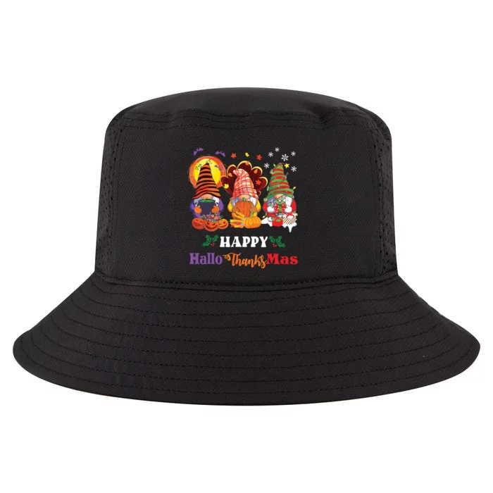 Happy Hallothanksmas Gnome Halloween Thanksgiving Christmas Cool Comfort Performance Bucket Hat