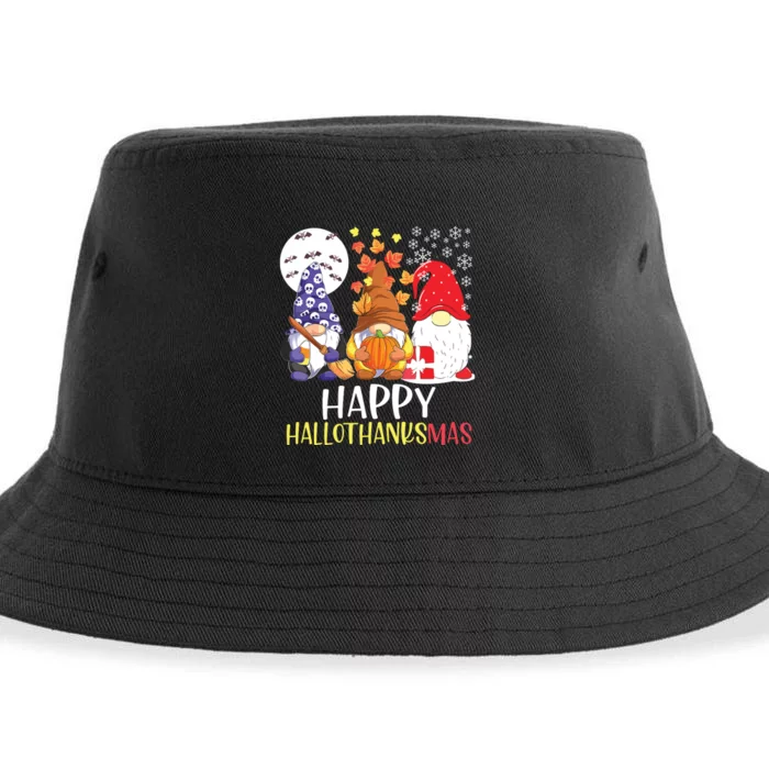 Happy Hallothanksmas Gnomes Sustainable Bucket Hat